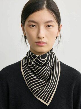 Toteme NWOT Signature Monogram Silk Scarf Black